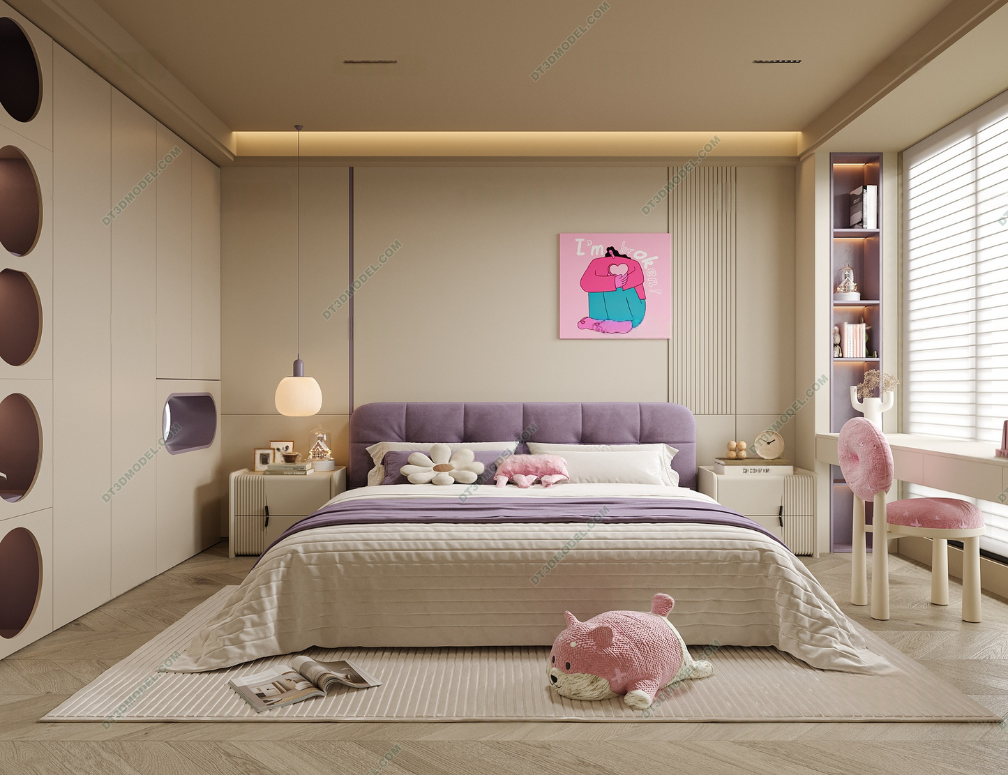 Kid Bed 3D Model – Bedroom 045 | SketchUp Children Bed Furniture Design