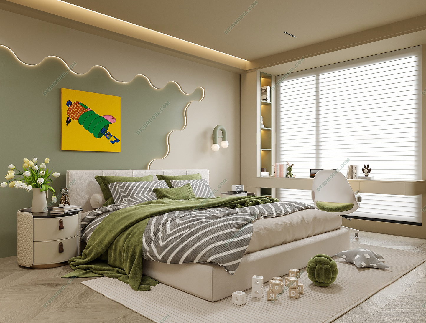 Kid Bed 3D Model – Bedroom 051 | SketchUp Children Bed Furniture Design