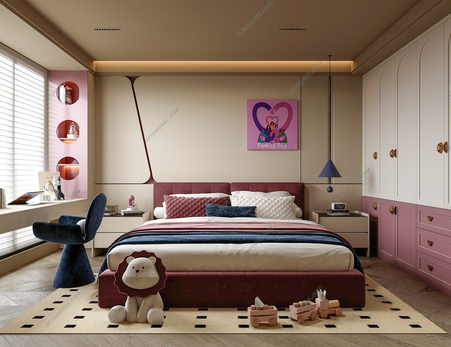 Kid Bed 3D Model – Bedroom 060 | SketchUp Children Bed Furniture Design