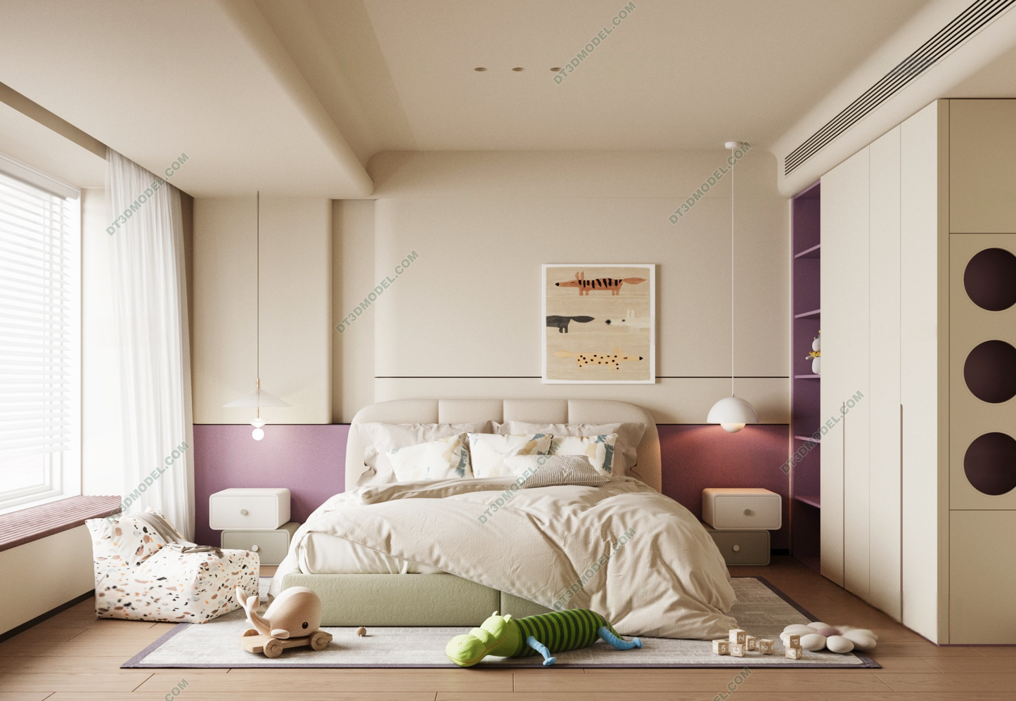 Kid Bed 3D Model – Bedroom 064 | SketchUp Children Bed Furniture Design