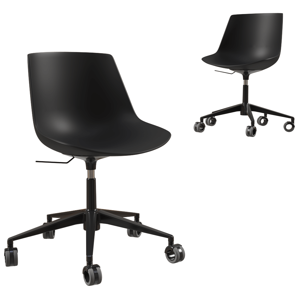 MDF Italia – Chair Flow height adjustable 5 point star base on castors 3ds Max
