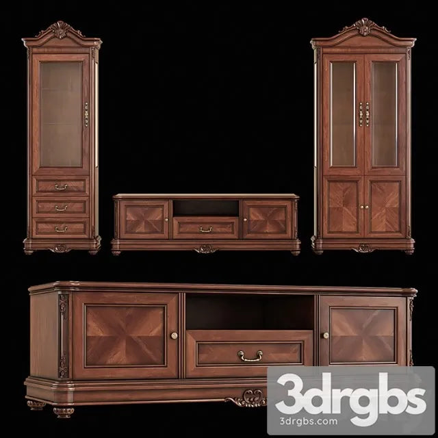 2 sideboards and a curbstone 3D Model Free
