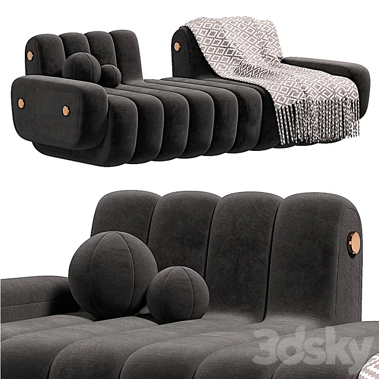 21st Century Dakota Sofa Armrest Aged Brushed Brass Nobuck 3DSMAX Model