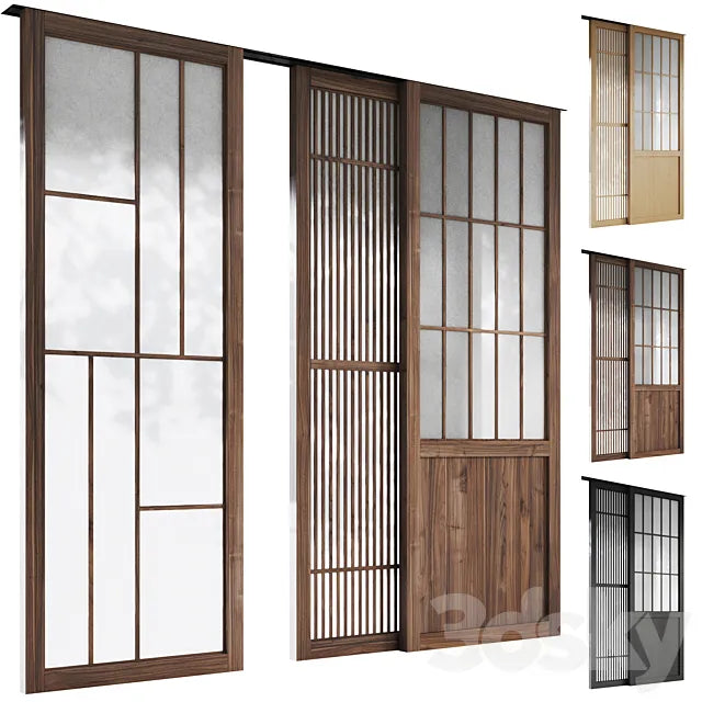 Decorative sliding partition shoji Japanese 5 3DS Max