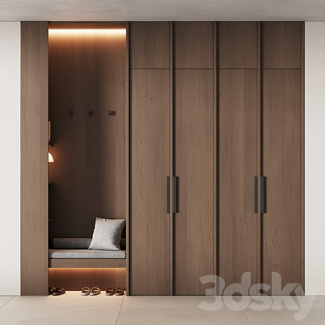 541 hallway zone 14 minimal modular wardeobe with seating niche 3ds Max