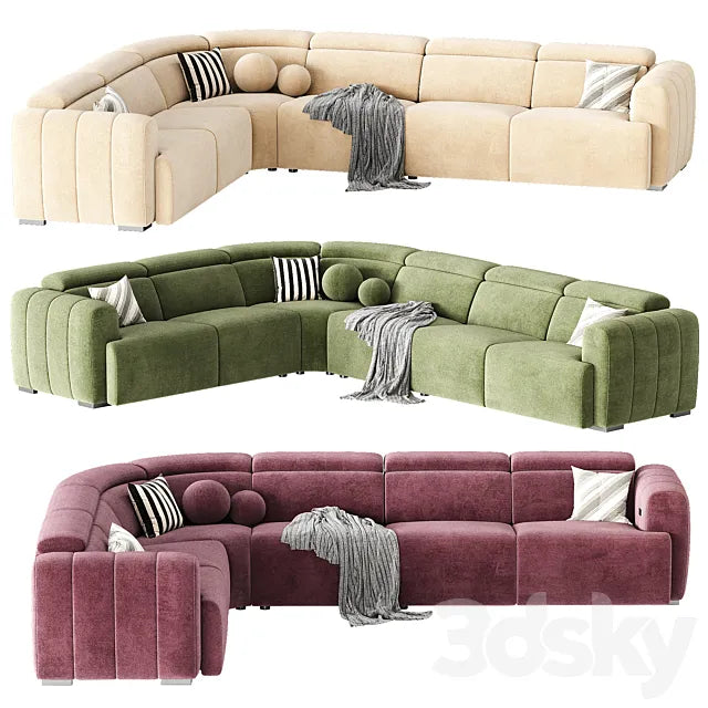 Aldo Fabric Sectional Sofa 3ds Max