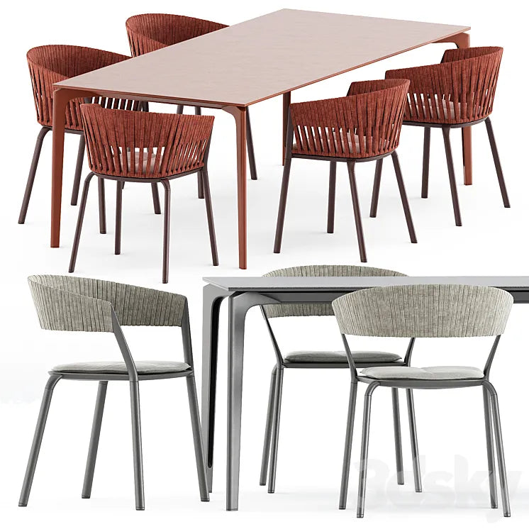 AllSize table and Ria Dining armchair with woven rope by Fast 3DSMAX Model