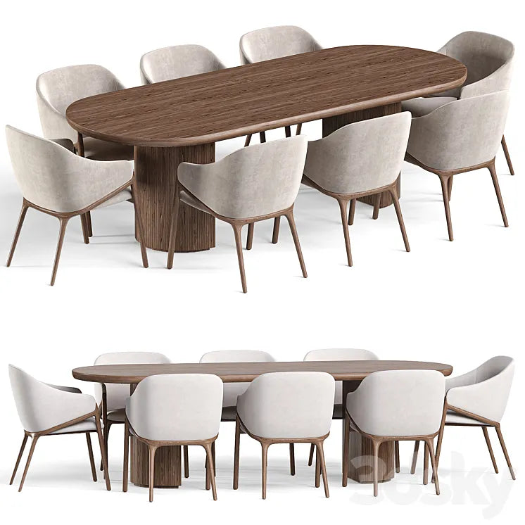 Angelcerda Chair Moon Table Dining Set 3DSMAX Model