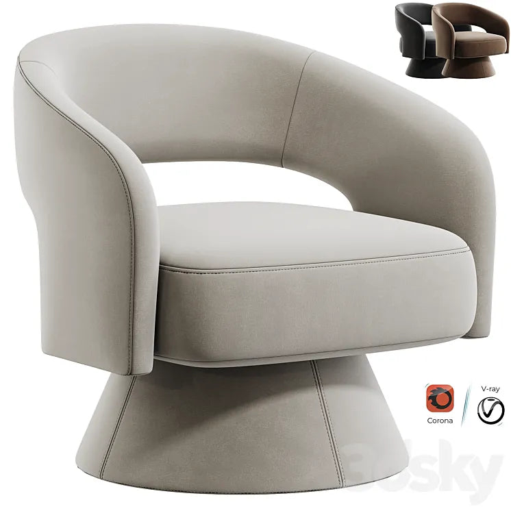 Aracelly Upholstered Swivel Barrel Chair 3DSMAX Model