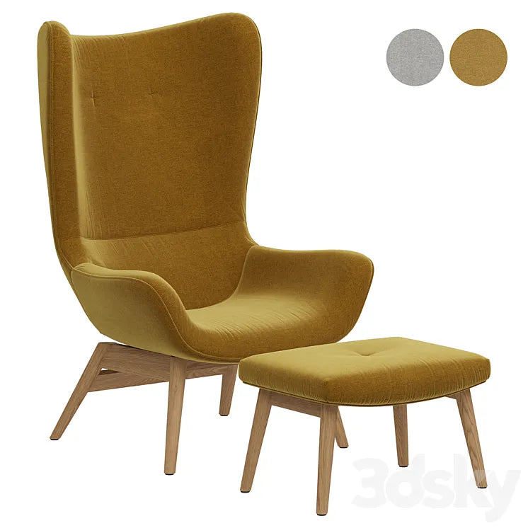 Armchair with curved edges and footrest Crueso La Redoute 3DSMAX Model