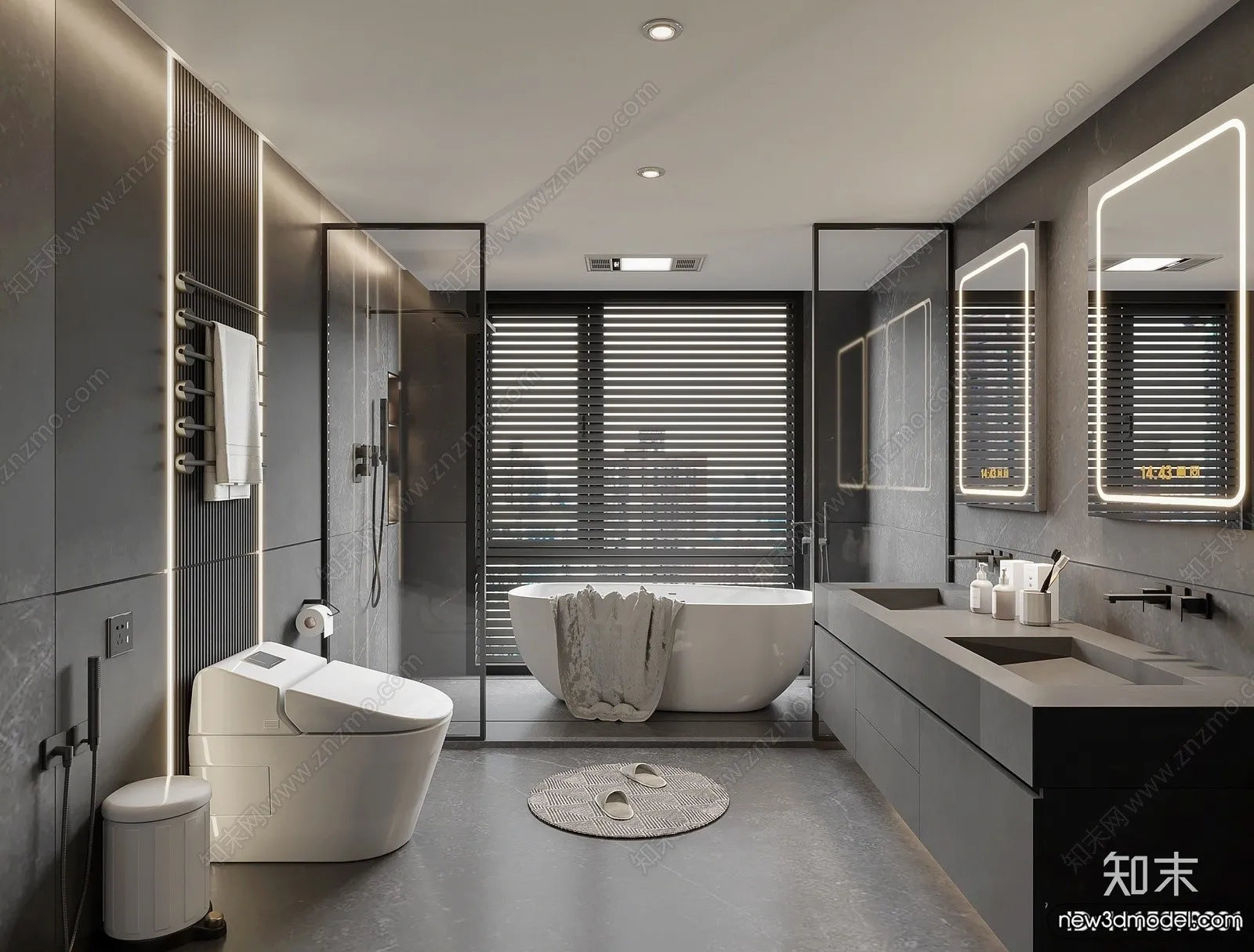 Bathroom – WC – Restroom – 3D Interior Scene – Modern Style – 129