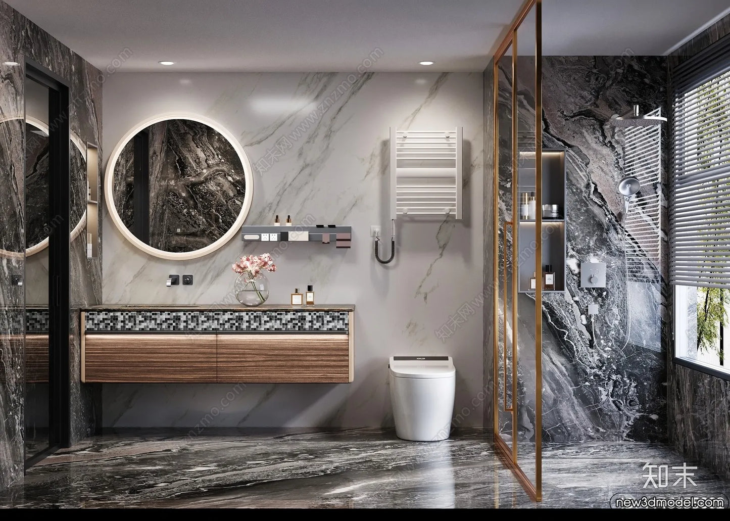 Bathroom – WC – Restroom – 3D Interior Scene – Modern Style – 143