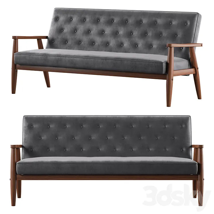 Baxton Studio Sorrento Mid-century Modern 3-seater Sofa 3DSMAX Model