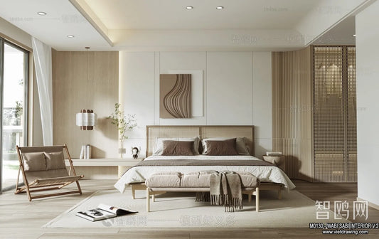 Bedroom 3D Interior Scene Model – Wabi Sabi Style – 062