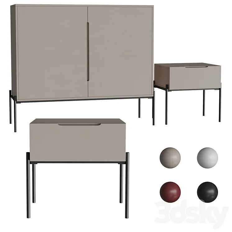 Bedside table and chest of drawers Flow 3DSMAX Model
