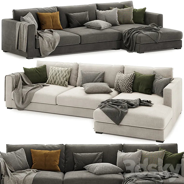 Brockley Large Chaise Corner Sofa 3DSMAX Model