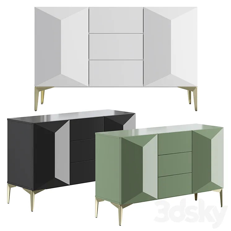 Chest of drawers white laquered - Sierra 3DSMAX Model