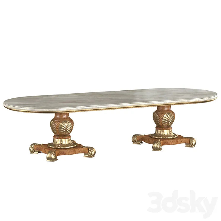 Classic large dining table with marble top. Dinner table classic 3DSMAX Model