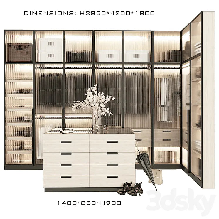 Corner wardrobe with island 3DSMAX Model