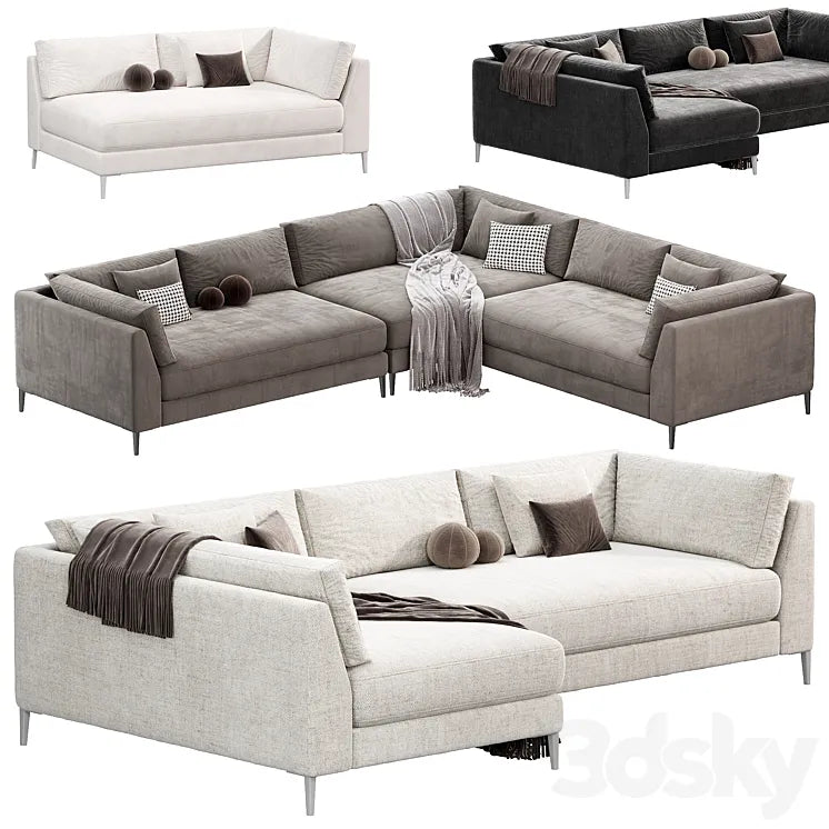 DECKER 2 PIECE L SHAPED WHITE PERFORMANCE SOFA CHAISE BY cb2 3DSMAX Model