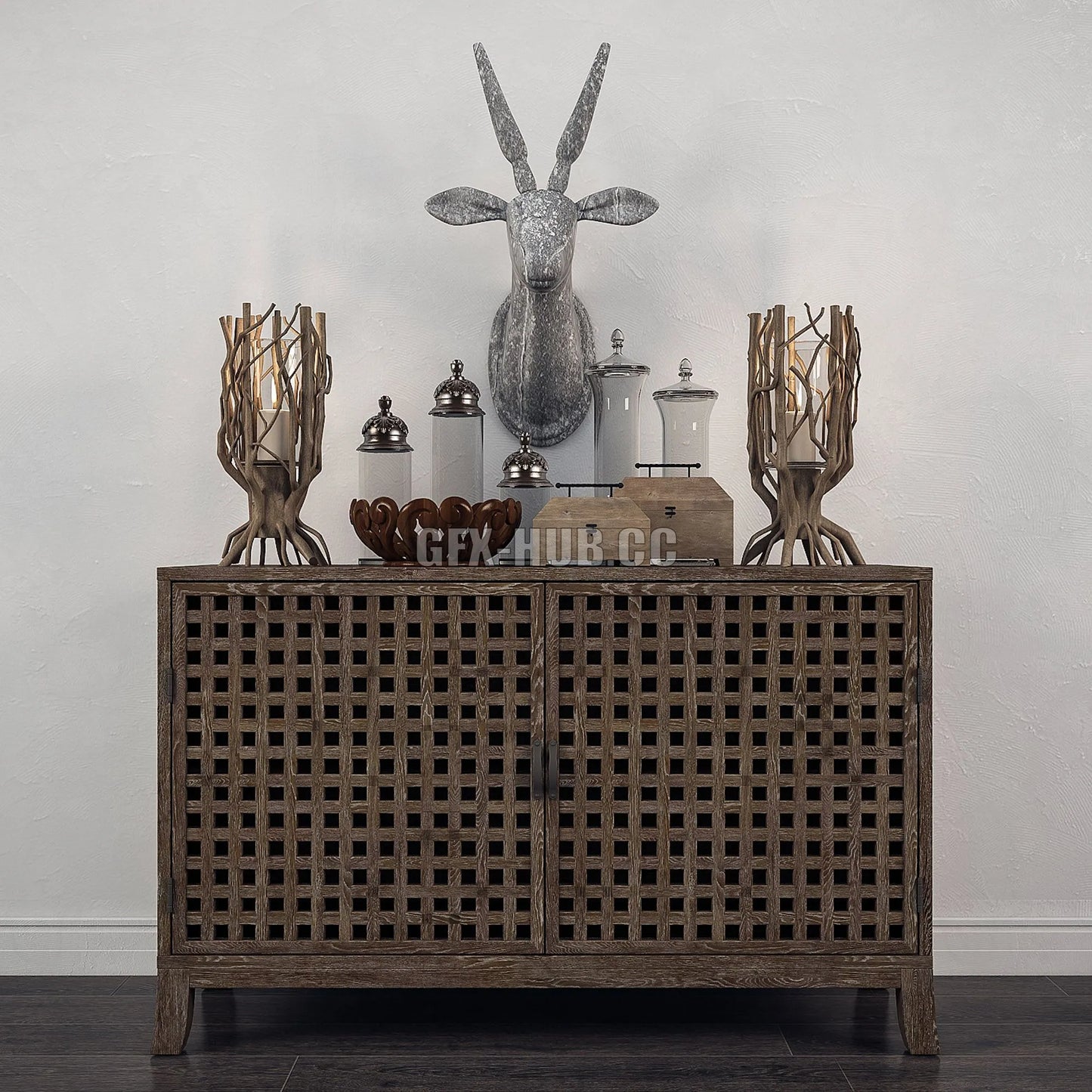 Decorative set 1 with chest of drawer 3dsMax Model