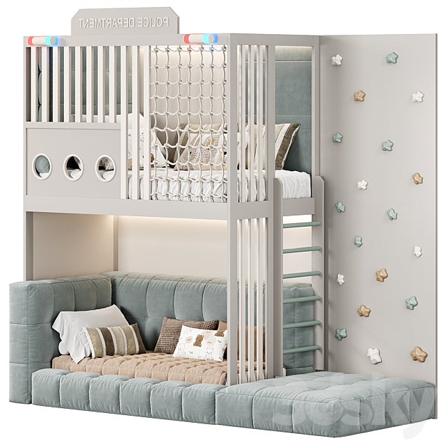 Designer two-level bed Kids room 3ds Max