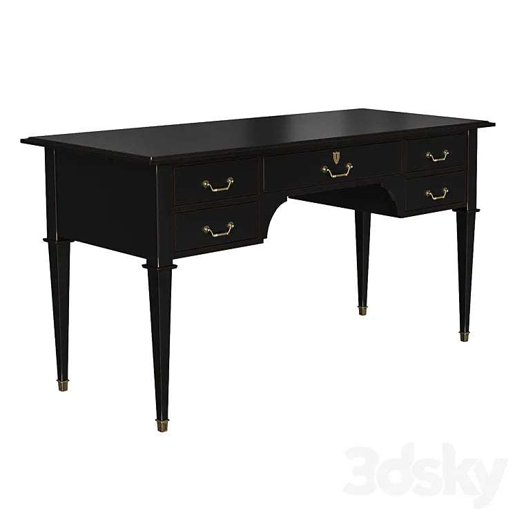 Desk Bureau noir 5 tiroirs en acacia massif noir gris perle gris nuance - Cenacle 3DSMAX Model