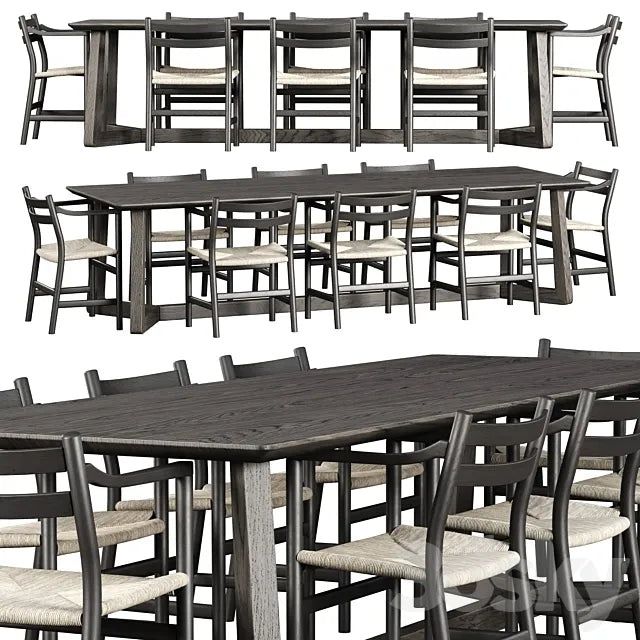 Edu Furniture Dining Set V1 _ Garden furniture set 3ds Max