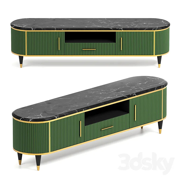 Faux Marble Top Green Media Stand 3DSMAX Model