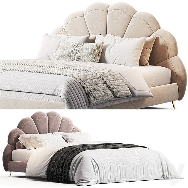 Figueroa Beige Suede bed by Casaspace 3ds Max