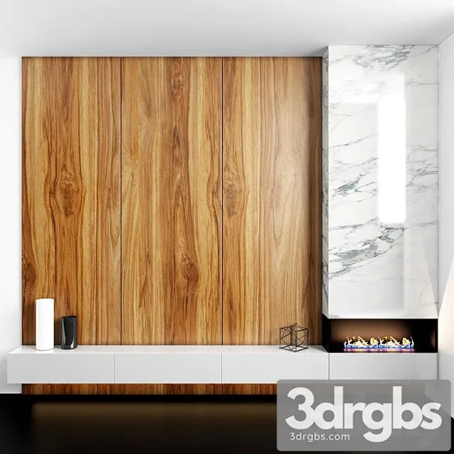 Fireplace & wood tv zone 3D Model Free