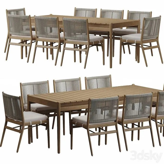 Four Hands Rosen Outdoor Dining Table set 3dsMax Model
