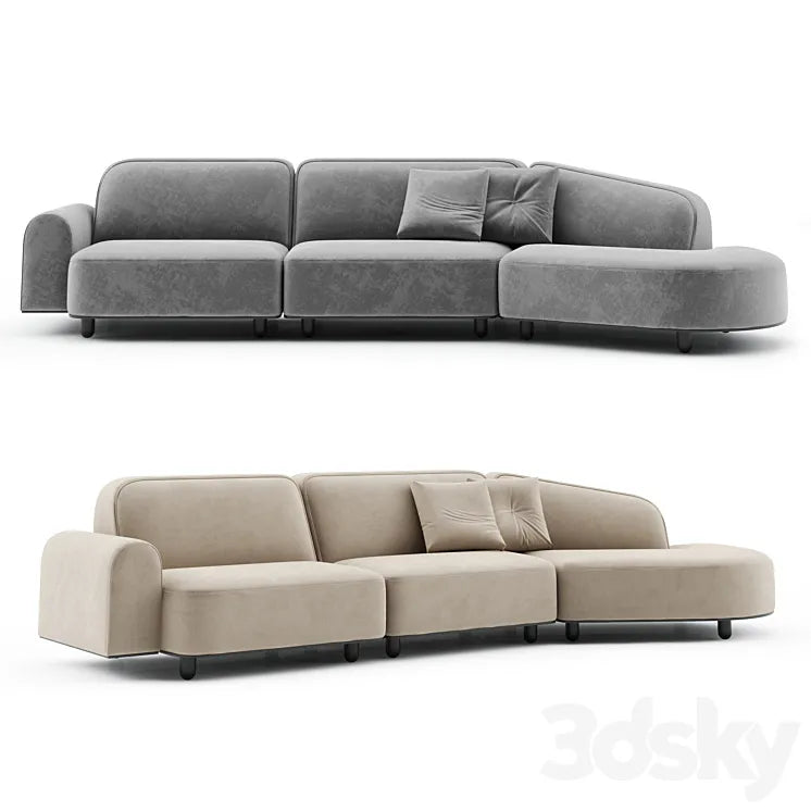 Freeform Curved Sofa With Arm Vladimir Kagan 3DSMAX Model