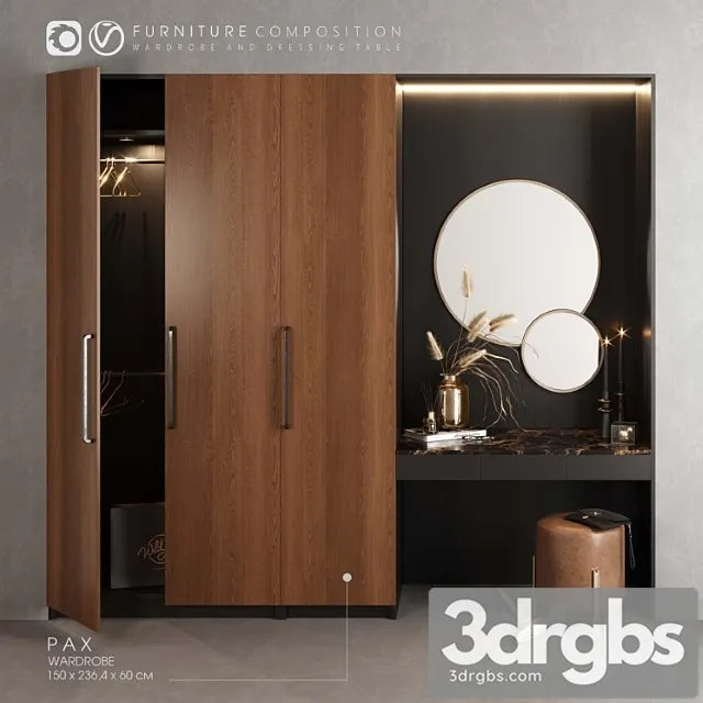 Furniture Composition For Bedroom 1 3D Model Free