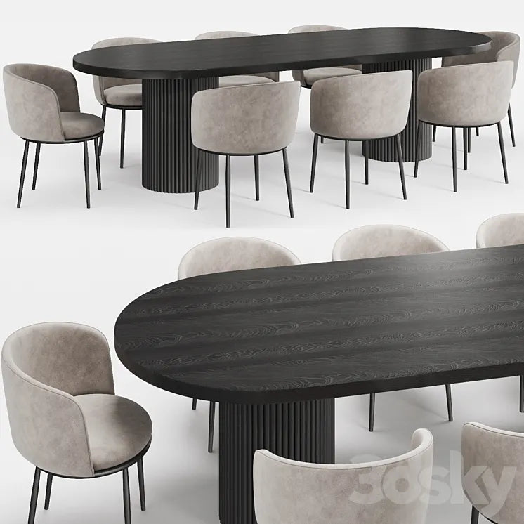 GLOBEWEST Benjamin Ripple table and Filmore dining chair Eichholtz 3DSMAX Model