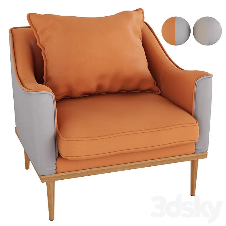 Homary-Accent Chair Leath-aire Upholstered Accent Chair Pillow Backrest 3DSMAX Model