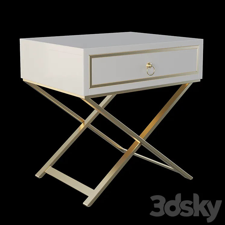 Homary White Nightstand X Shaped 3DSMAX Model