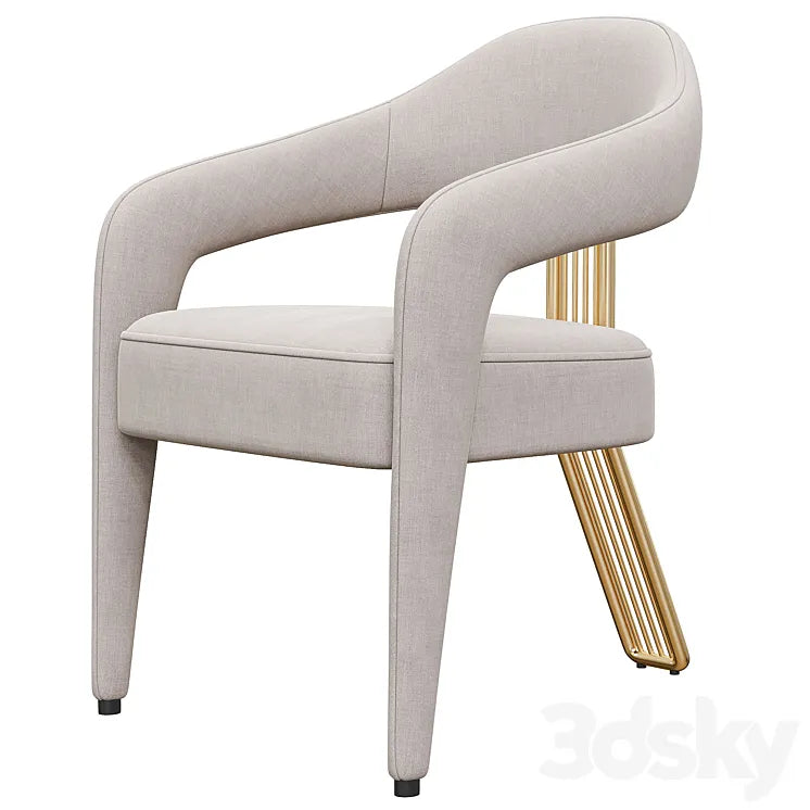 Invicta ii Dining Chair in White with Antique Brass Rear Leg 3DSMAX Model
