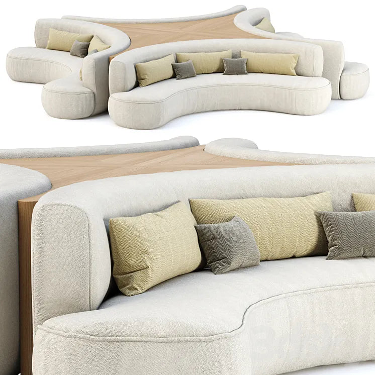 Jenifer modular restaurant sofa JR20 / Modular restaurant lounge sofa 3DSMAX Model