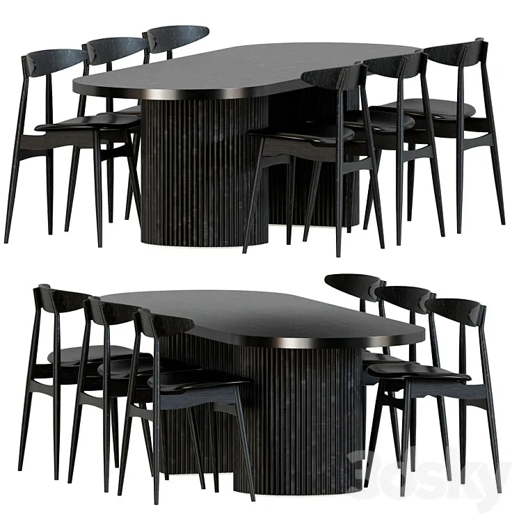 Joffrey Solid Ash Dining Chair Black 3DSMAX Model