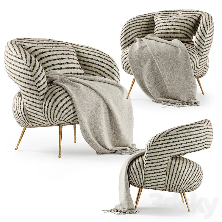 Kelly Wearstler Laurel Lounge chair with plaid / Laurel Lounge chair 3DSMAX Model