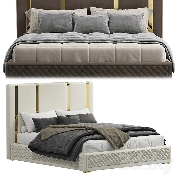 King bed Polished gold 3DSMAX Model