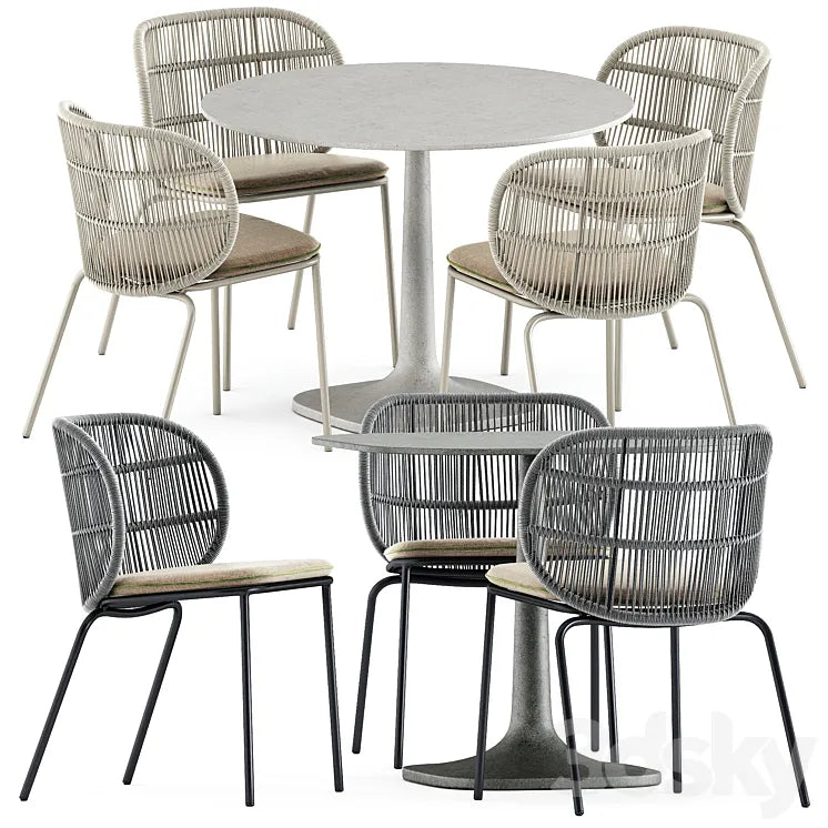 Kodo dining chairs by Vincent Sheppard and Fiore Outdoor table by bebitalia 3DSMAX Model