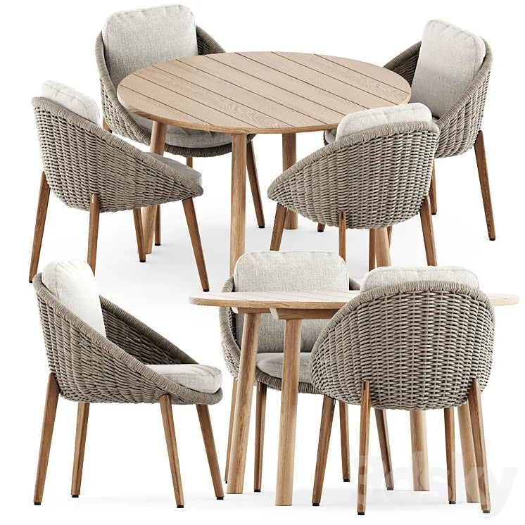 Lido Cord chair by Minotti and Taro Table by Fredericia 3DSMAX Model