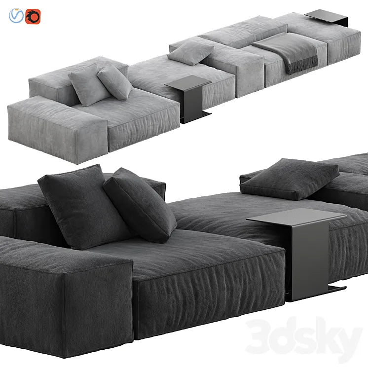 Living Divani Extrasoft Sofa Set 3 3DSMAX Model
