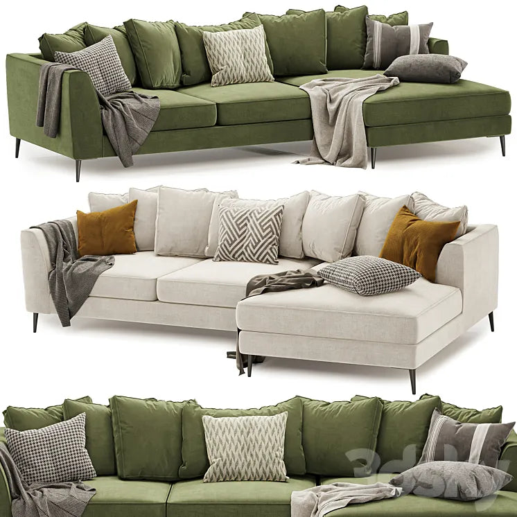 London Large Pillow Back Chaise Sofa 3DSMAX Model