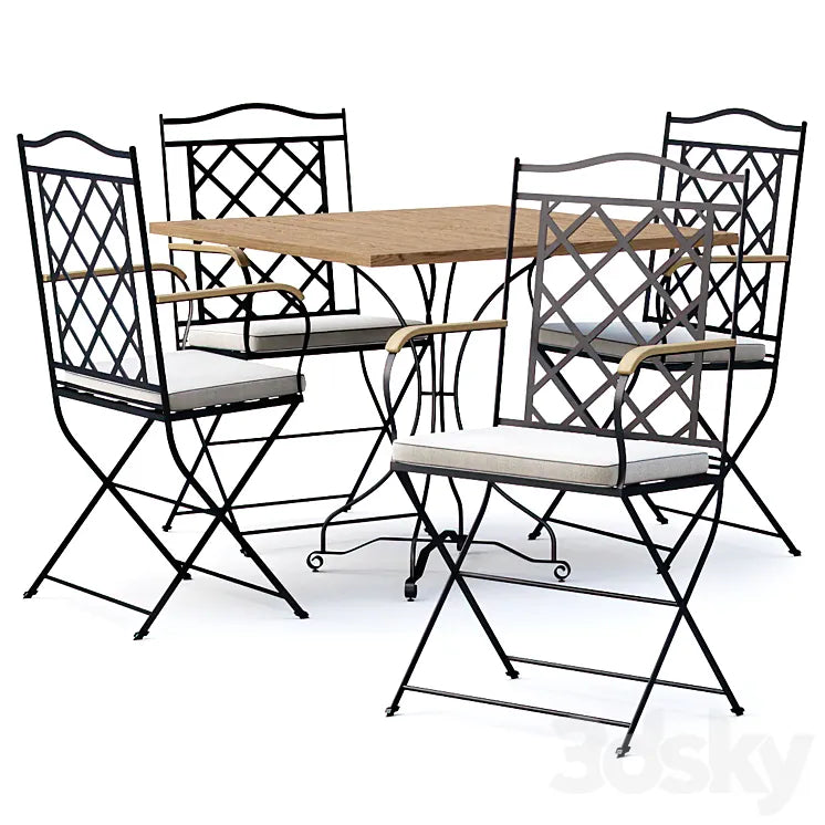 Manutti St.-Tropez Dining Chair with Firenze bistro table / Garden Furniture Set by Manutti 3DSMAX Model