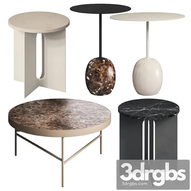 Marble side tables set 1 2 3D Model Free