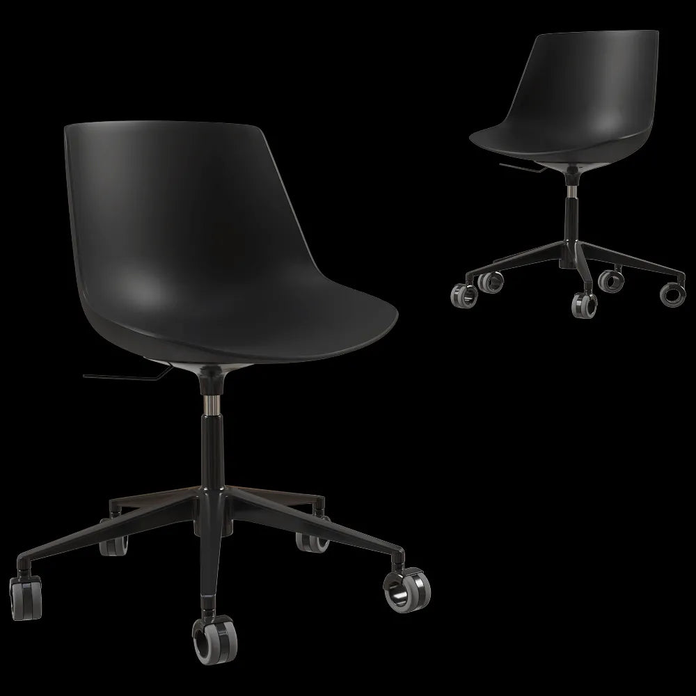 MDF Italia - Chair Flow height adjustable 5 point star base on castors 3ds Max