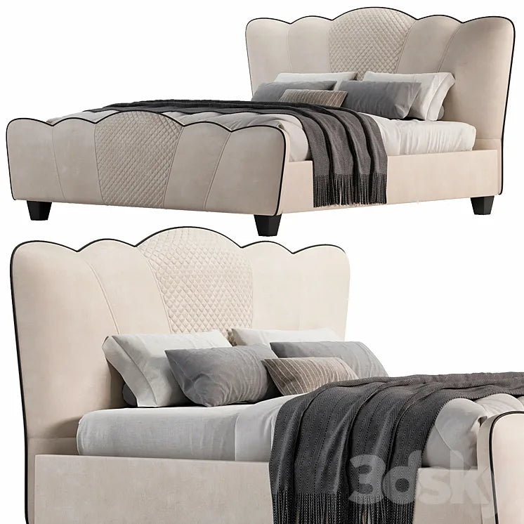 Milky White Microfiber Leather Platform Bed By Homary 3DSMAX Model